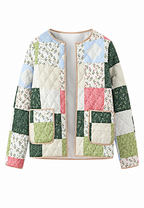 Veste matelassée femme carreaux floraux style patchwork - Fabiola