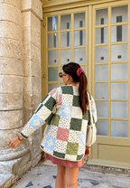 Veste matelassée femme carreaux floraux style patchwork - Fabiola