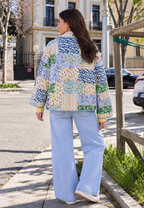 Veste matelassée femme carreaux floraux patchwork revers - Bettina