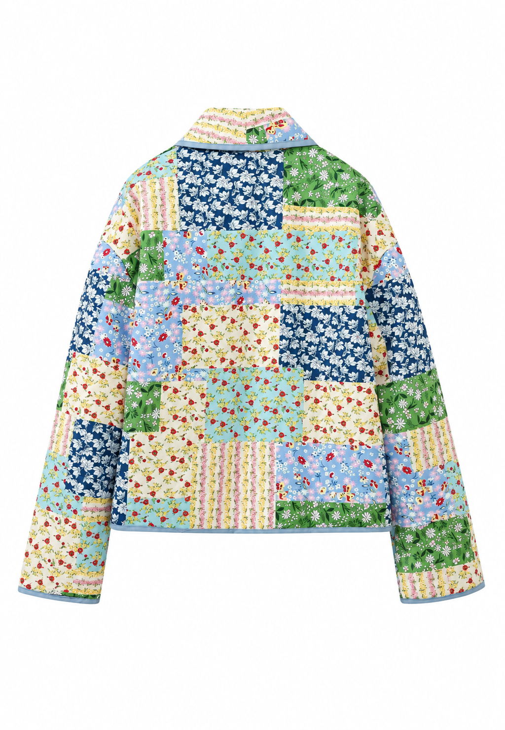 Veste matelassée femme carreaux floraux patchwork revers - Bettina