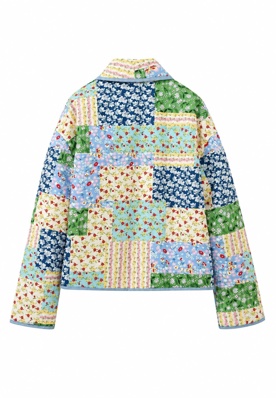 Veste matelassée femme carreaux floraux patchwork revers - Bettina