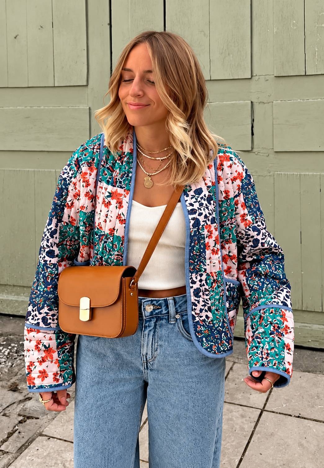 Veste matelassée femme imprimés floraux combinés multicolore - Vetilia