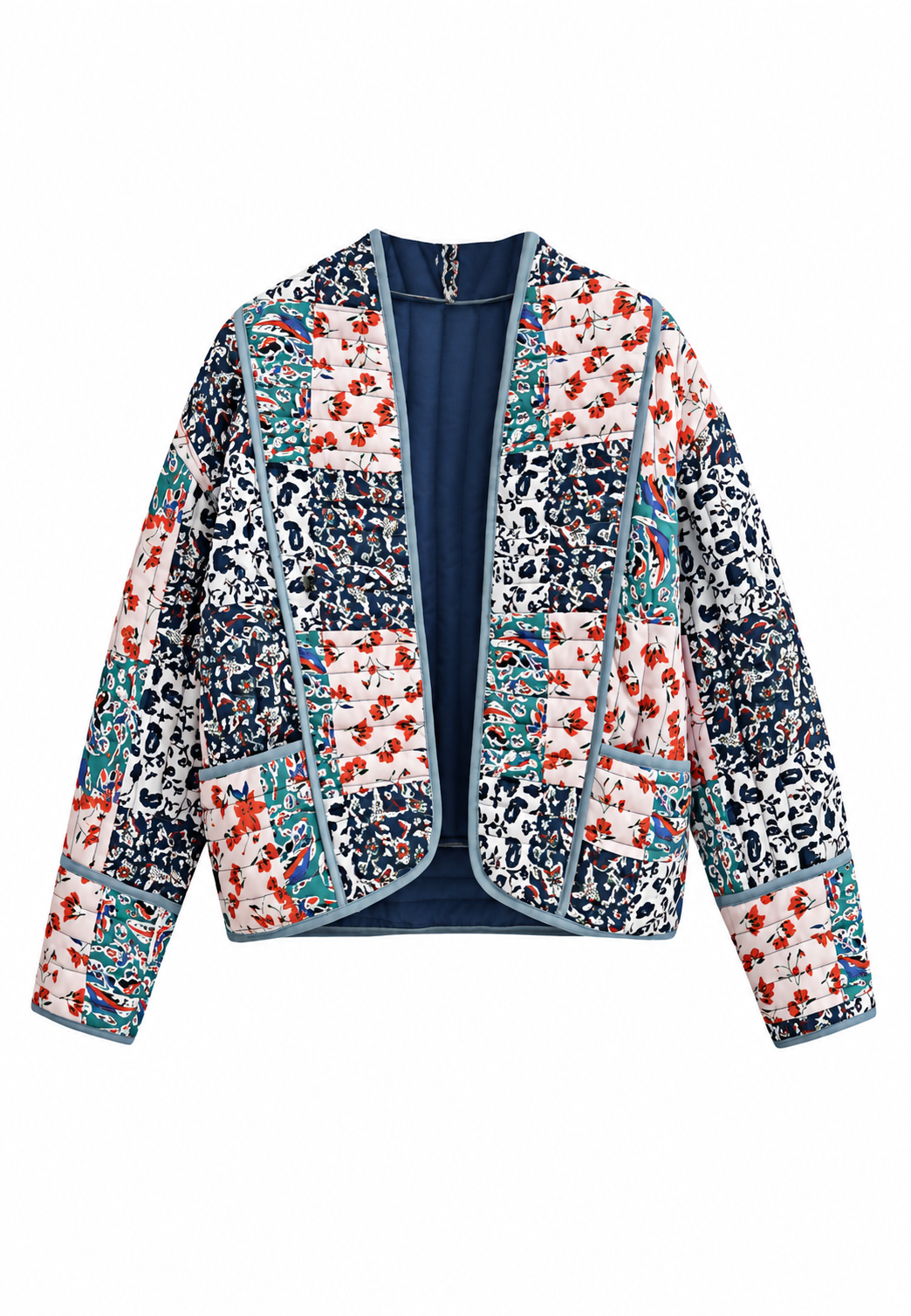 Veste matelassée femme imprimés floraux combinés multicolore - Vetilia