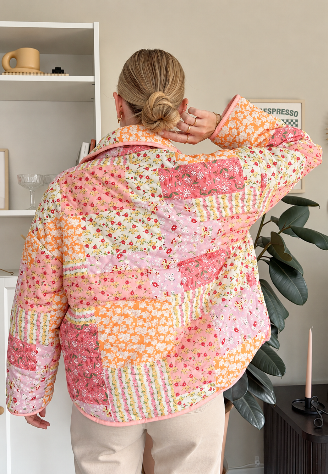 Veste matelassée femme petites fleurs col à revers automne - Zinnia