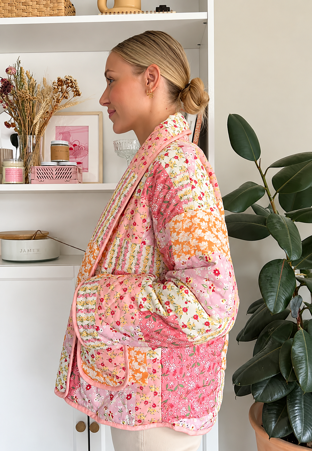Veste matelassée femme petites fleurs col à revers automne - Zinnia