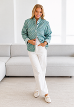 Veste matelassée femme micro-imprimé floral col montant boutons - Bodil