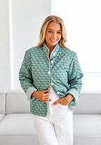 Veste matelassée femme micro-imprimé floral col montant boutons - Bodil