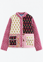 Veste matelassée fleurie femme manches zigzag boutonnée - Adriane