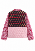 Veste matelassée fleurie femme manches zigzag boutonnée - Adriane