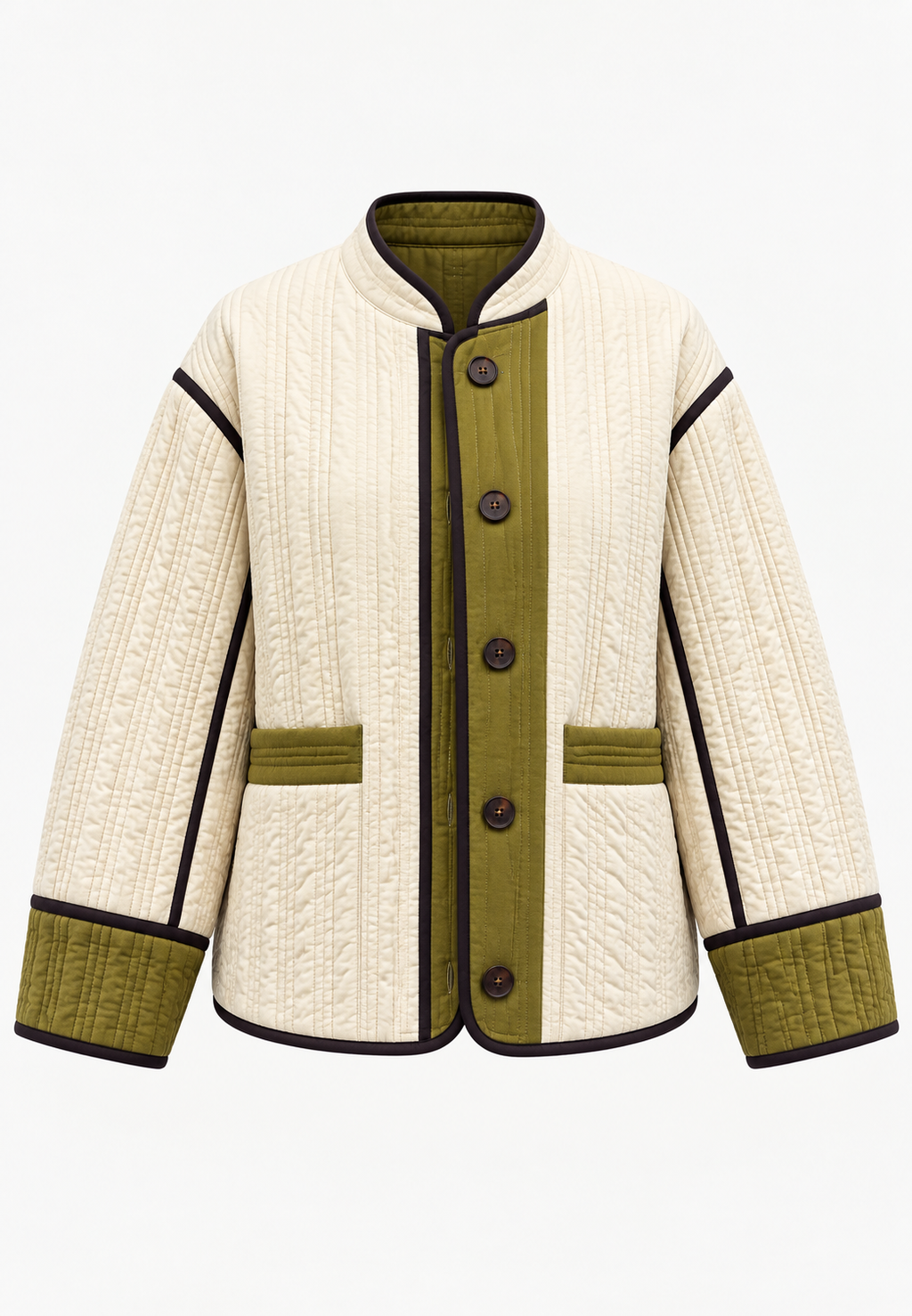 Veste femme matelassage vertical bordures contrastées - Vesna