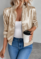 Veste bomber courte femme fermeture éclair bas élastiqué - Nalia