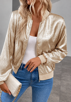 Veste bomber courte femme fermeture éclair bas élastiqué - Nalia