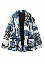 Veste matelassée femme carreaux floraux larges revers - Irmela