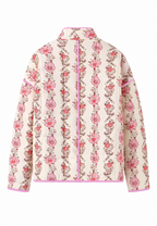 Veste matelassée fleurie femme col montant bordures automne - Ludovica