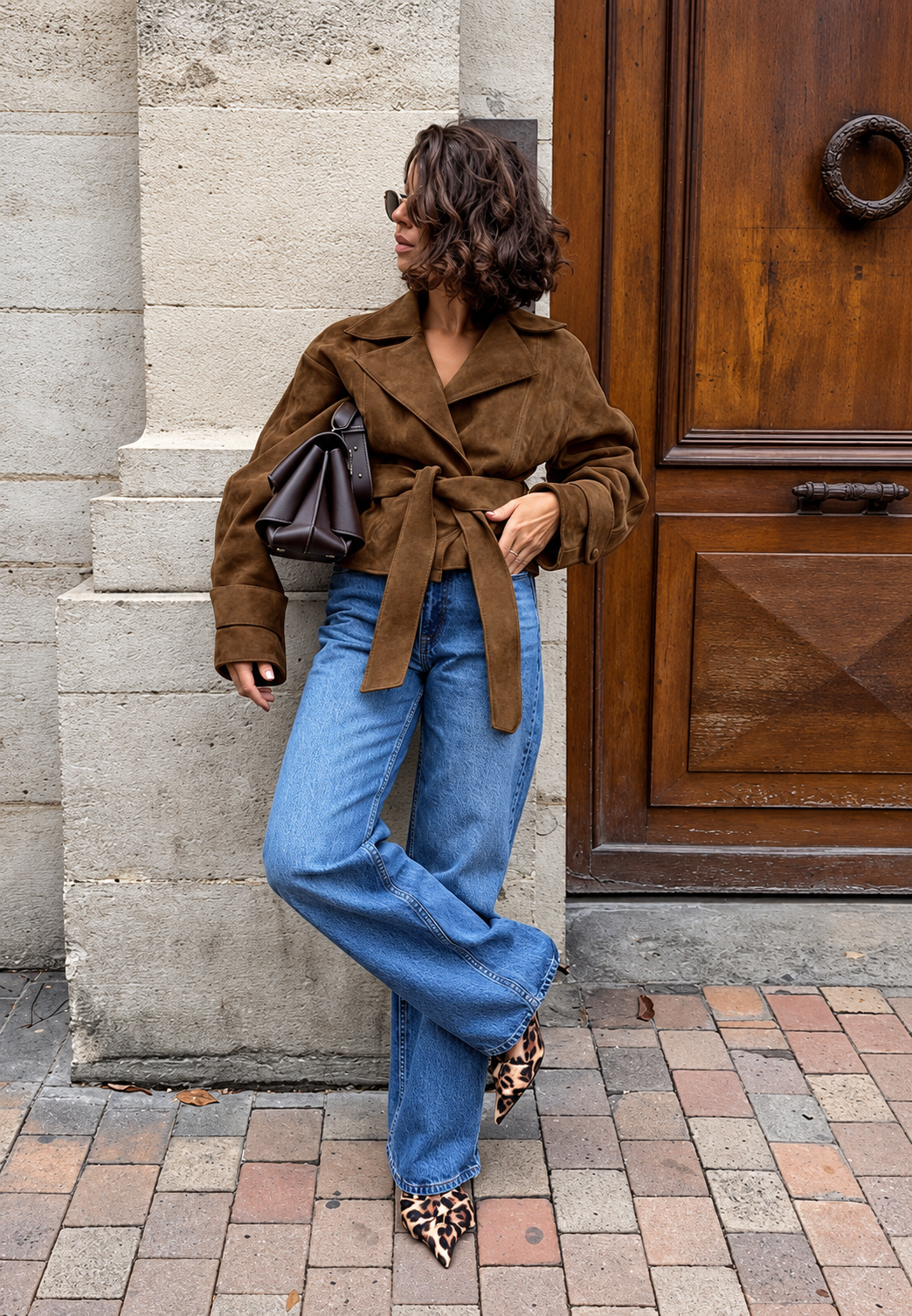 Veste femme effet daim larges revers coupe fluide automne - Ariane