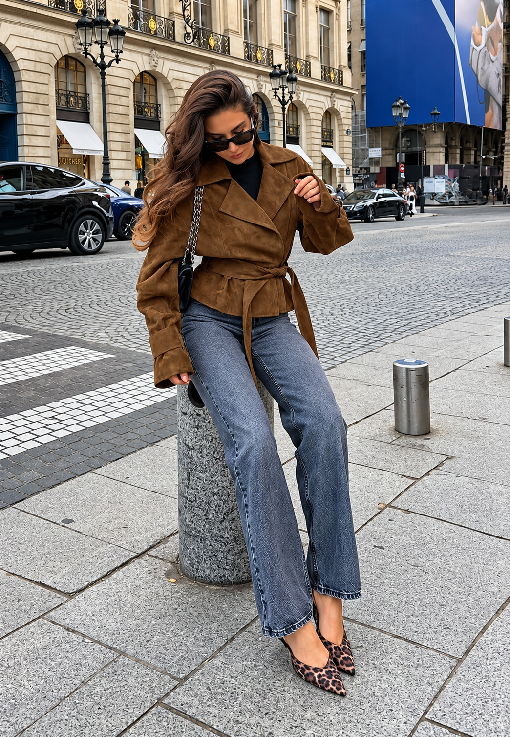 Veste femme effet daim larges revers coupe fluide automne - Ariane