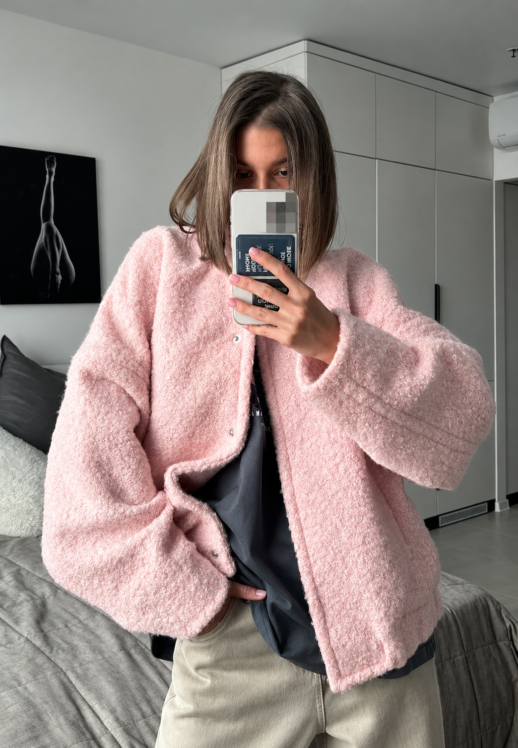 Veste femme effet sherpa oversize col montant chaude hiver - Odette