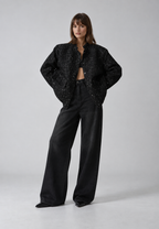 Veste femme effet tweed sequins col rond chic soirée - Mirelle