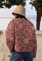 Veste femme imprimé floral matelassage losanges bordures - Orsina