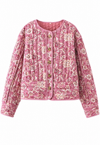 Veste femme imprimé floral matelassage losanges bordures - Orsina