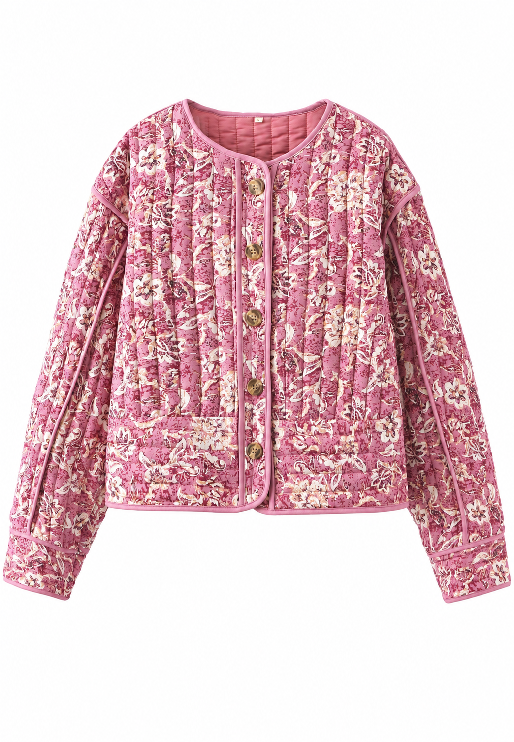 Veste femme imprimé floral matelassage losanges bordures - Orsina