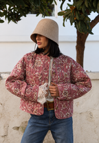 Veste femme imprimé floral matelassage losanges bordures - Orsina