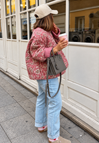 Veste femme imprimé floral matelassage losanges bordures - Orsina