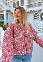 Veste femme imprimé floral matelassage losanges bordures - Orsina