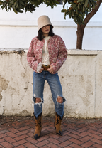 Veste femme imprimé floral matelassage losanges bordures - Orsina