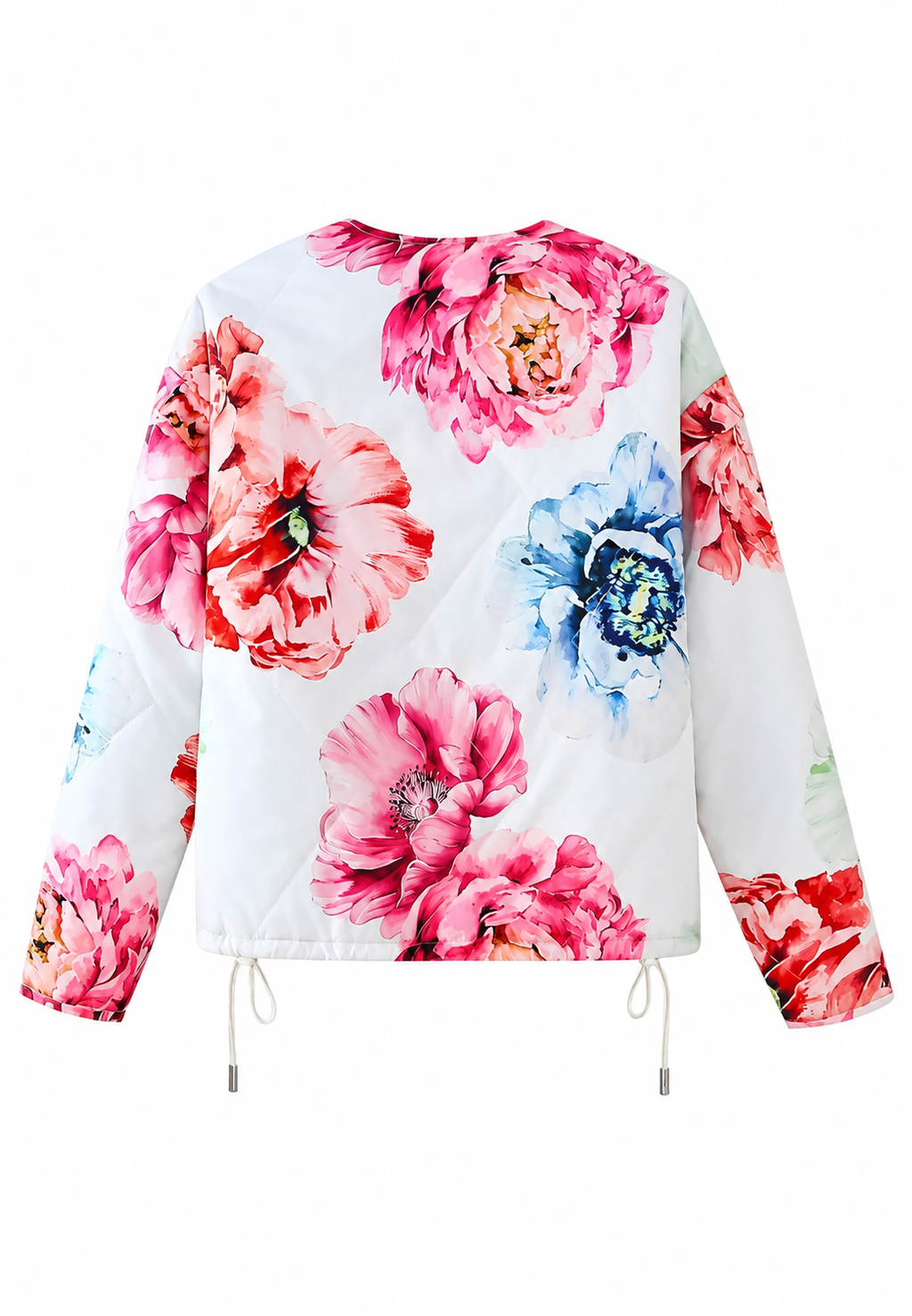 Veste femme grandes fleurs base ajustable cordon imprimé - Fiorenza