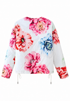 Veste femme grandes fleurs base ajustable cordon imprimé - Fiorenza