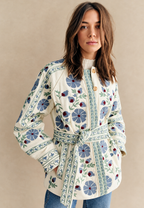 Veste fleurie femme ceinture ajustable manches longues - Jette