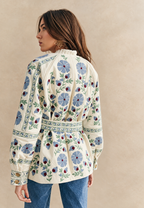 Veste fleurie femme ceinture ajustable manches longues - Jette