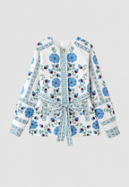 Veste fleurie femme ceinture ajustable manches longues - Jette