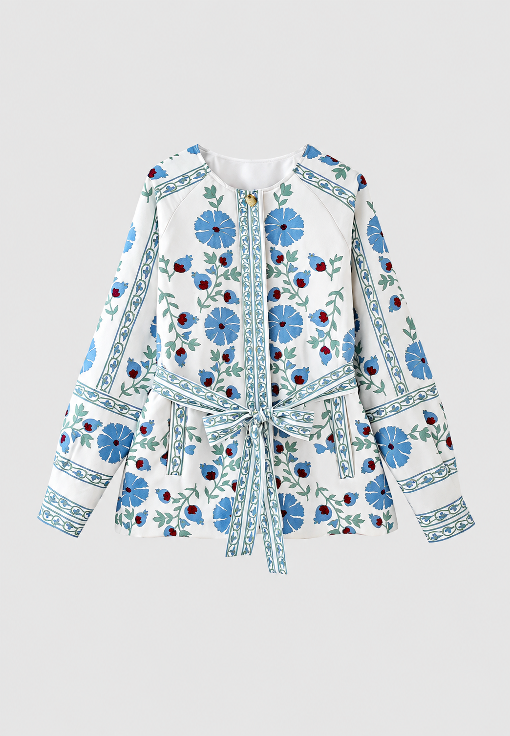 Veste fleurie femme ceinture ajustable manches longues - Jette