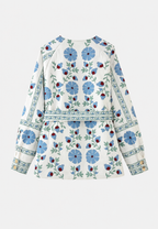 Veste fleurie femme ceinture ajustable manches longues - Jette