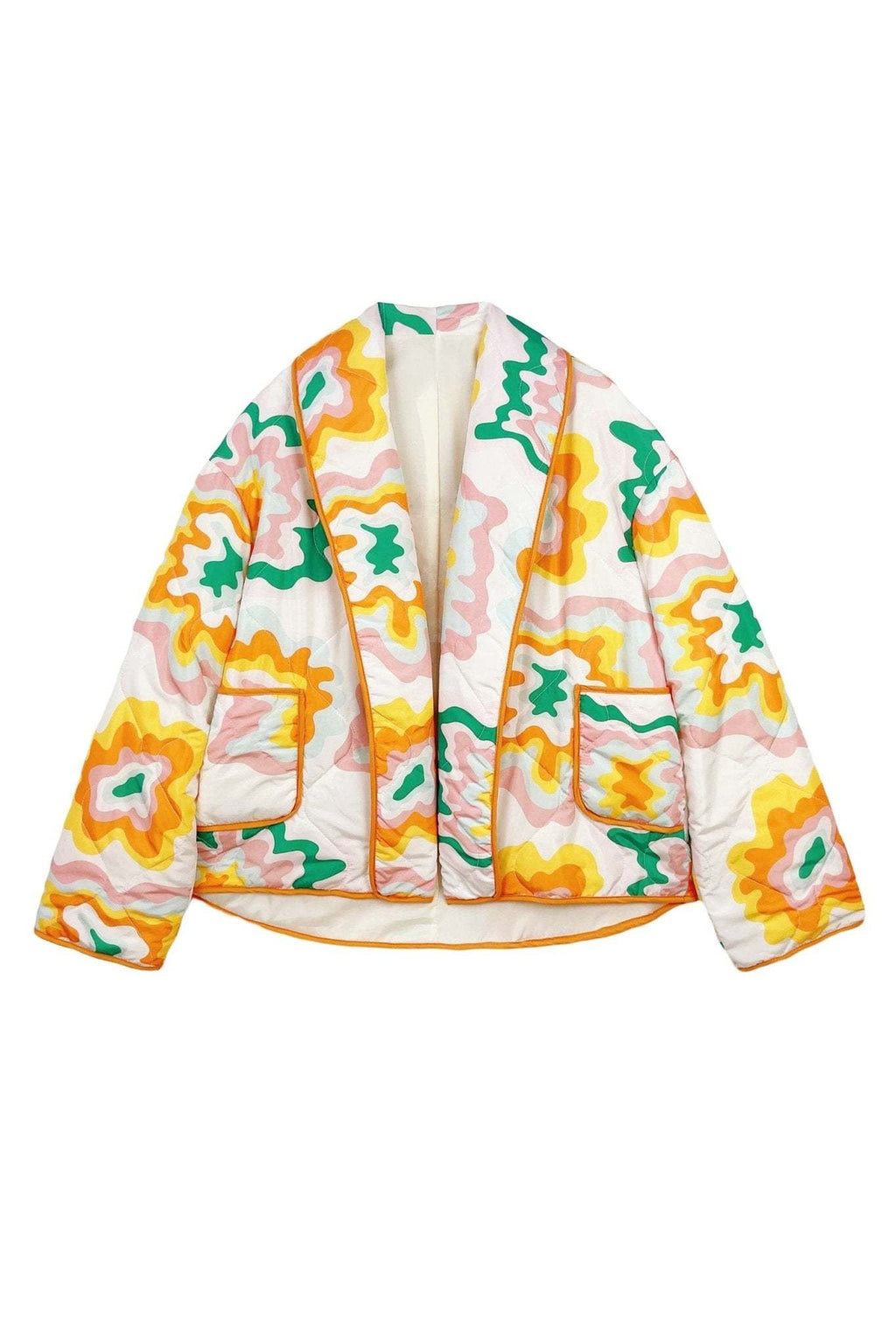 Veste femme grandes fleurs matelassage losanges style bohème - Mirthe
