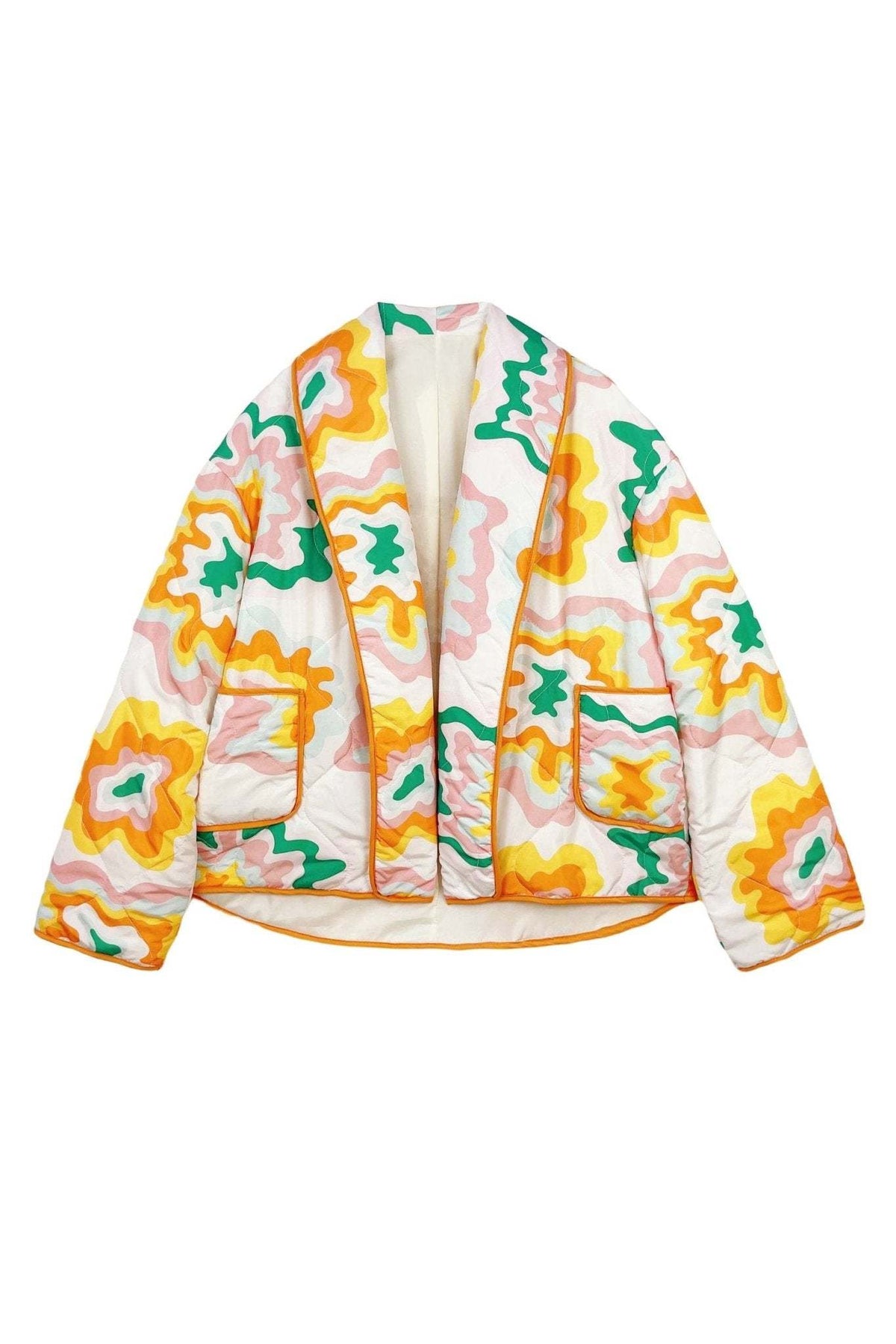 Veste femme grandes fleurs matelassage losanges style bohème - Mirthe