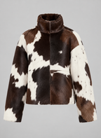 Veste femme fausse fourrure motif vache col montant hiver - Gesine