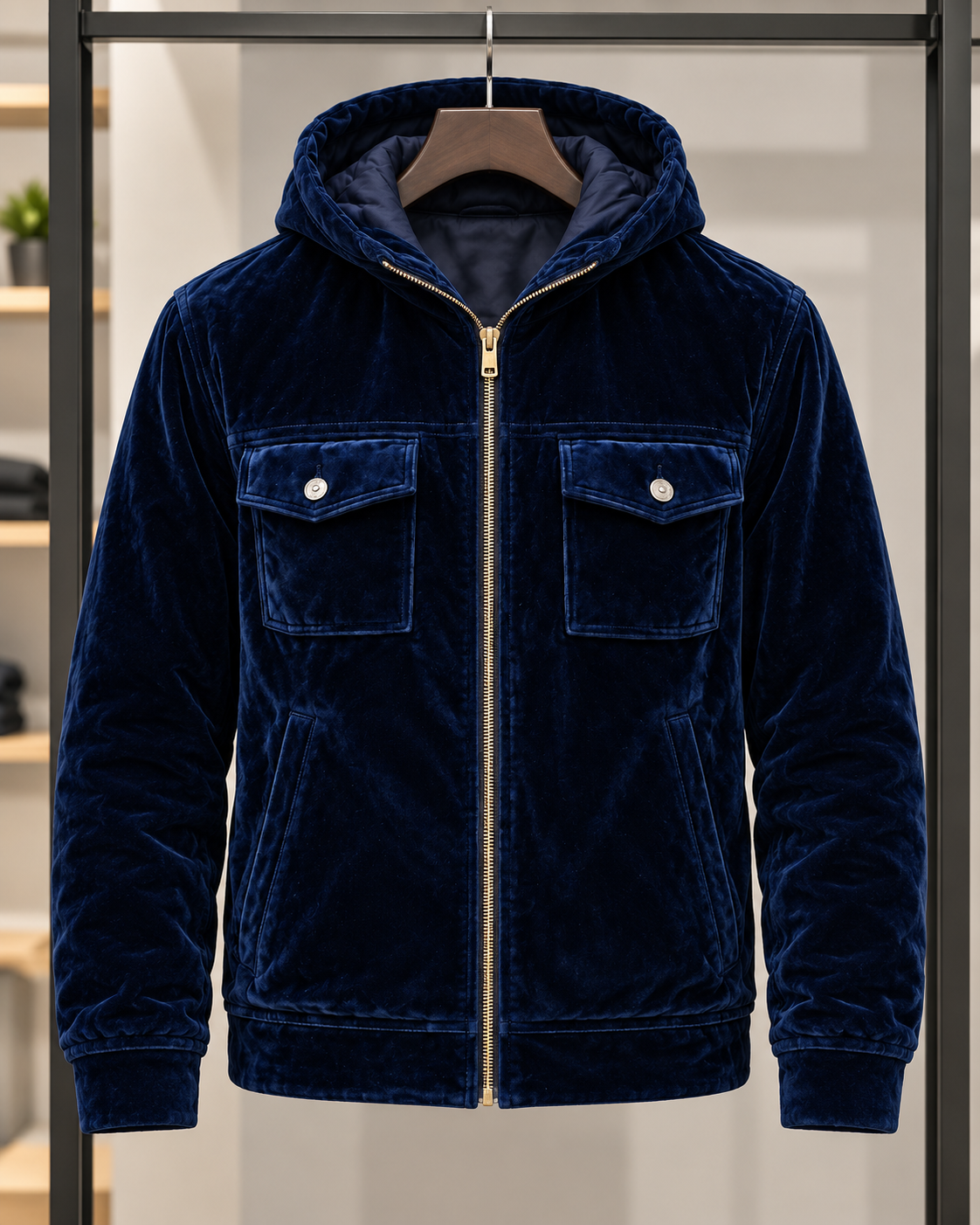Veste velours homme capuche fermeture éclair confortable - Loïc