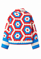 Veste kimono matelassée femme grands motifs géométriques - Odette