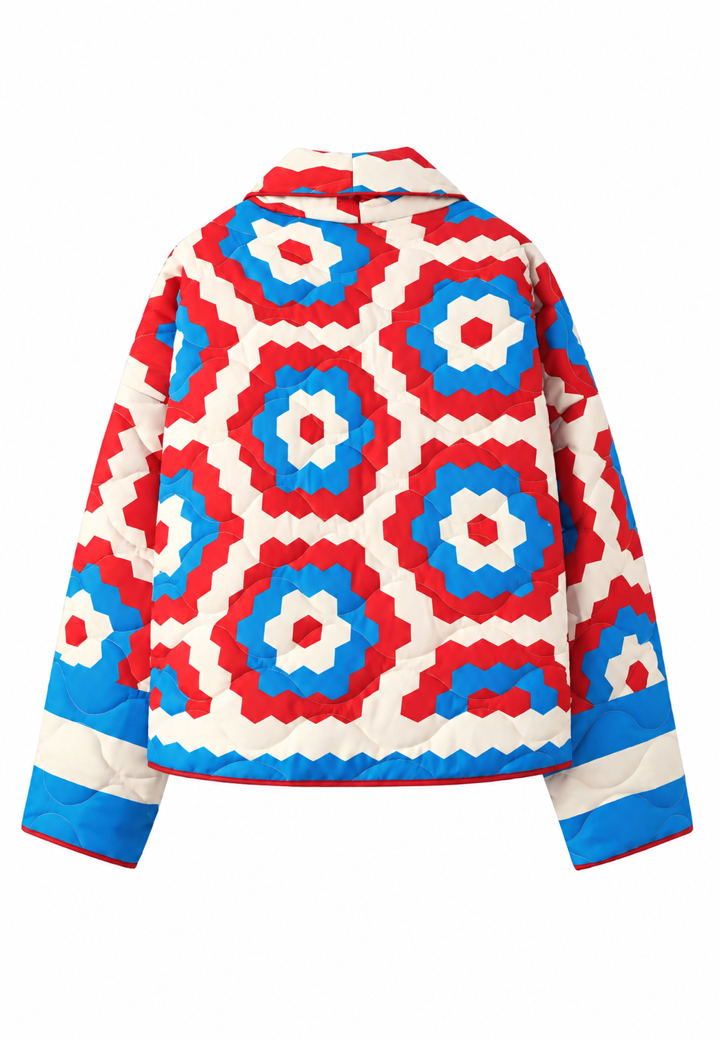 Veste kimono matelassée femme grands motifs géométriques - Odette
