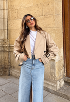Trench court femme double boutonnage ceinture classique - Cala