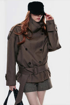 Trench-coat femme double boutonnage col asymétrique ceinture - Iris