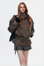 Trench-coat femme double boutonnage col asymétrique ceinture - Iris