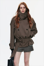 Trench-coat femme double boutonnage col asymétrique ceinture - Iris