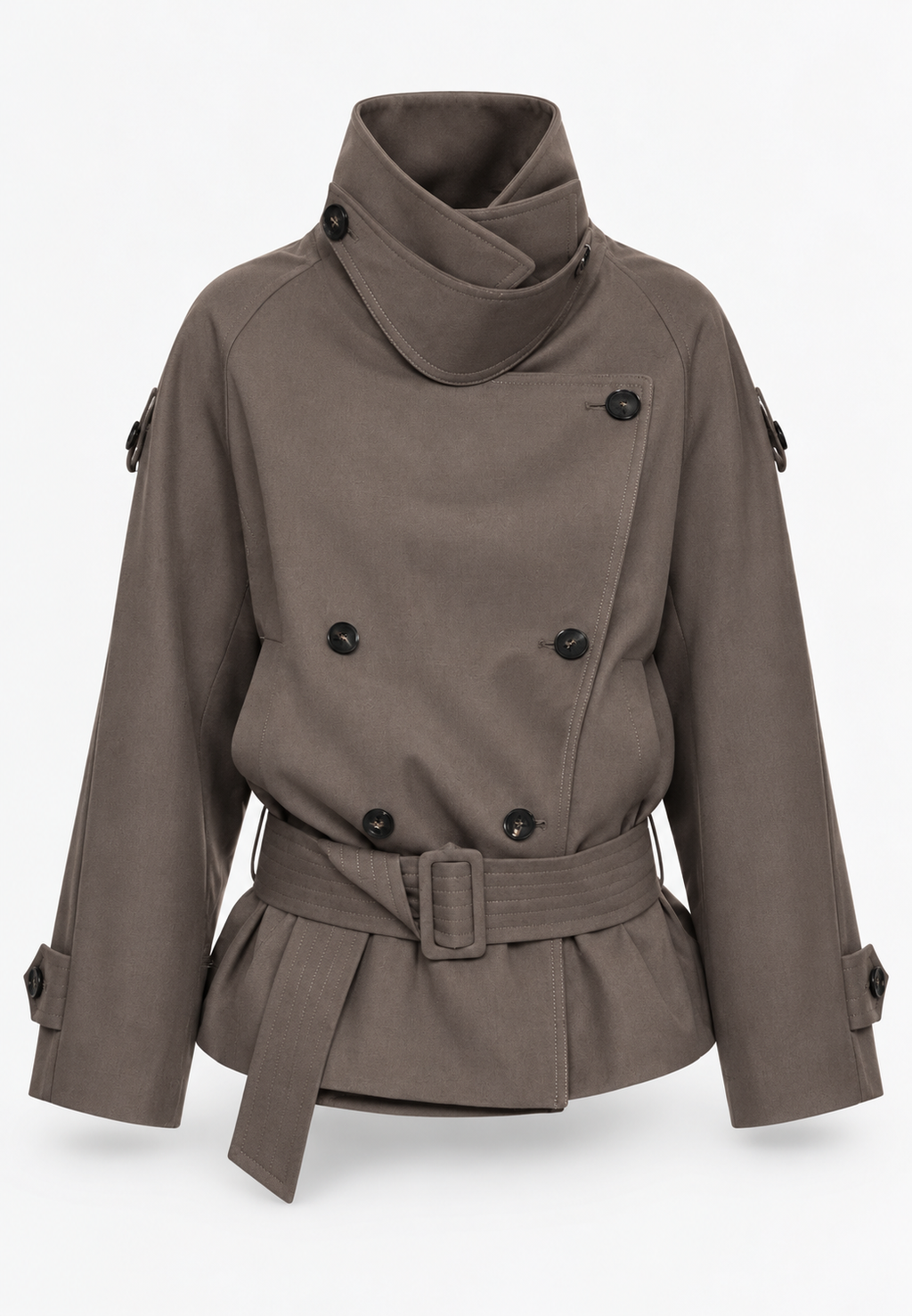 Trench-coat femme double boutonnage col asymétrique ceinture - Iris
