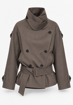 Trench-coat femme double boutonnage col asymétrique ceinture - Iris