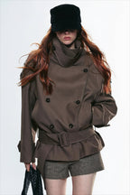 Trench-coat femme double boutonnage col asymétrique ceinture - Iris