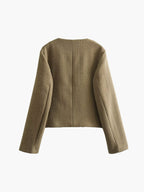 Veste courte femme tweed boutons dorés col rond chic - Miriam